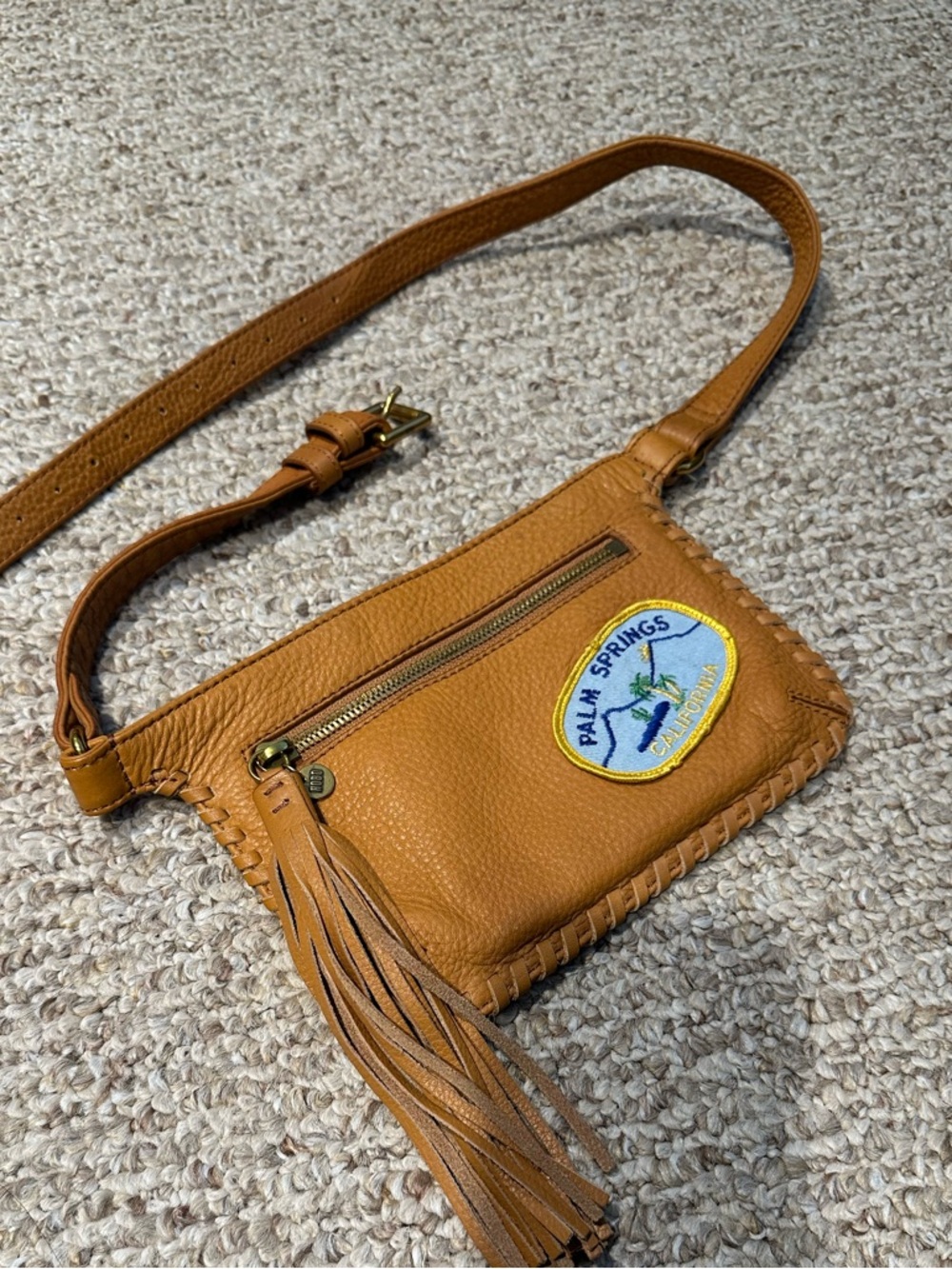 Palm Springs Tan Leather Crossbody/Fanny Bag by Hobo